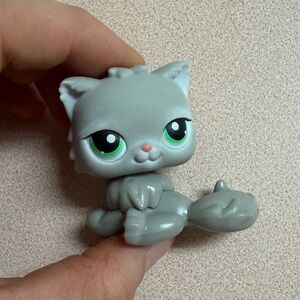 LPS Gray Persian Figurine with Green Eyes